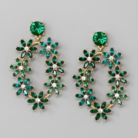 Flower Gold-Tone Drop Earrings - Picture 3 of 17